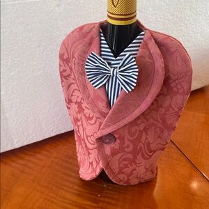 Elegant Red Wine Bottle Cover with Bow Tie